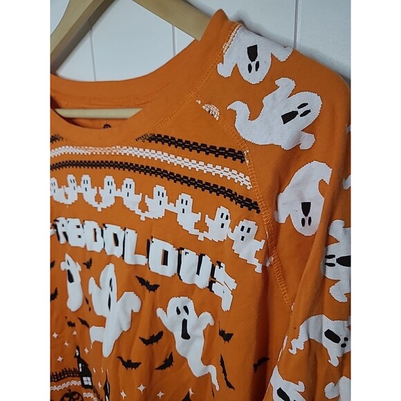 Halloween All Over Ghost Haunted House Lantern Top Womens Juniors Size 15/17 - Picture 4 of 9